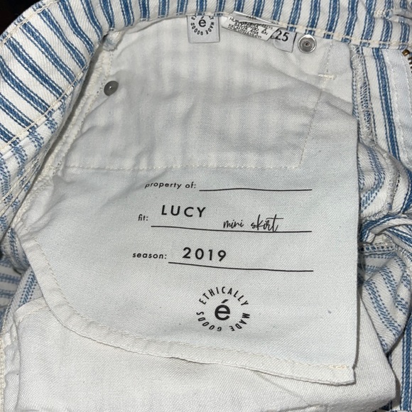 ETICA Lucy Striped Blue Denim Skirt Size 25 - Picture 2 of 12